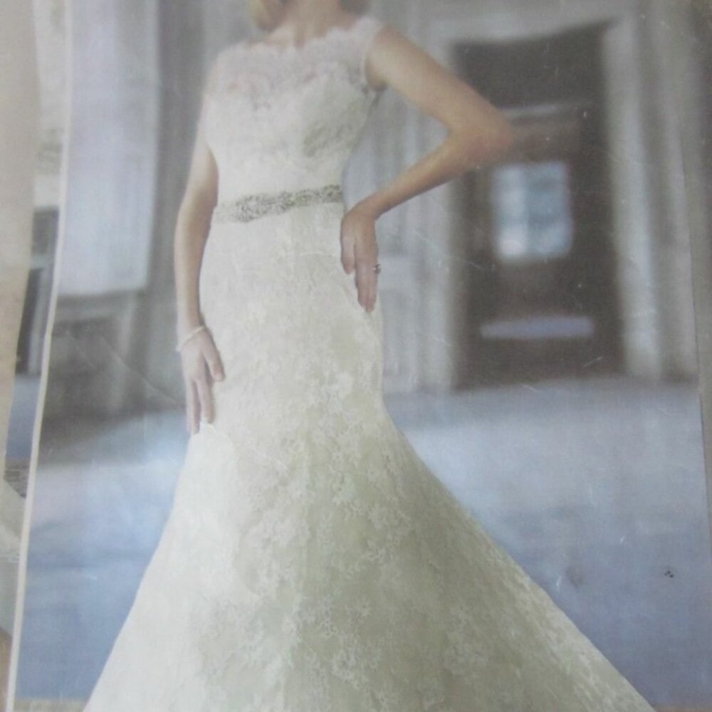 MARYS ivory lace sleeveless wedding dress gown rhinestone belt NWT $858 Size 12
